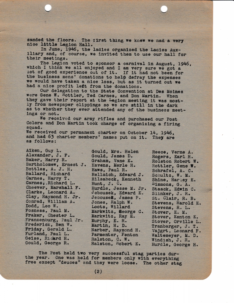 Meeting Notes from the first Post 681 meeting 26 Feb 1946. The